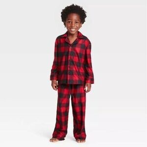 Toddler Holiday Buffalo Check Flannel Pajama Set - Red 12M Unisex - NWOT